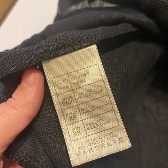 Maxstudio Linen Black Sheer Quarter Length Shirt size xs B2 - Picture 4 of 4